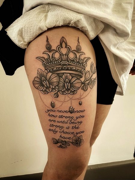 Crown Thigh Tattoo