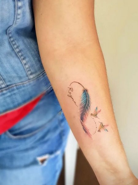 Feather Tattoo With Names