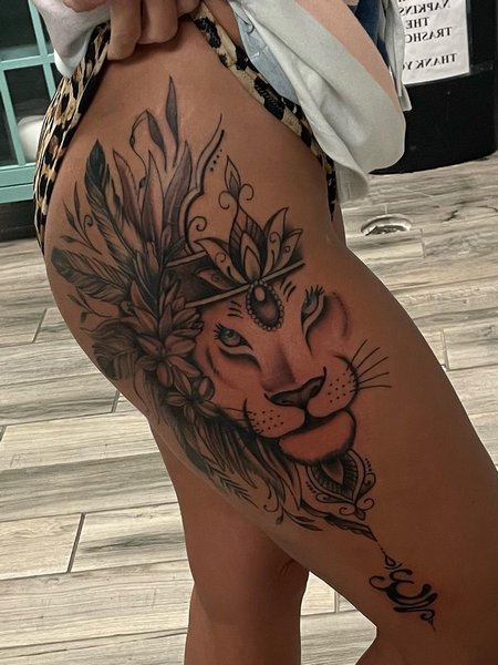 Lioness Crown Tattoo