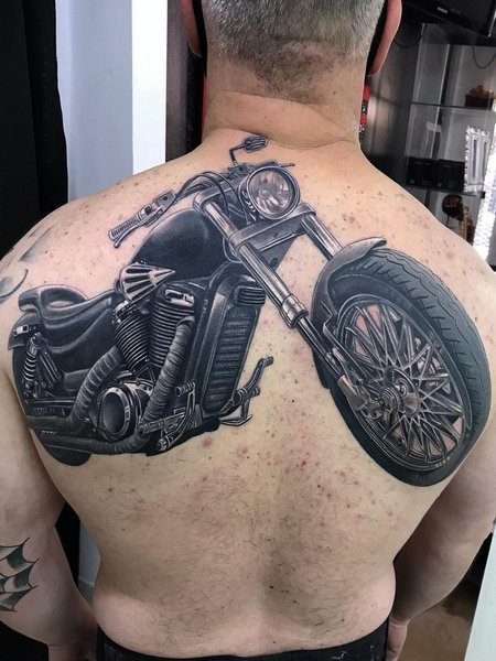 Realistic Motorcycle Tattoo