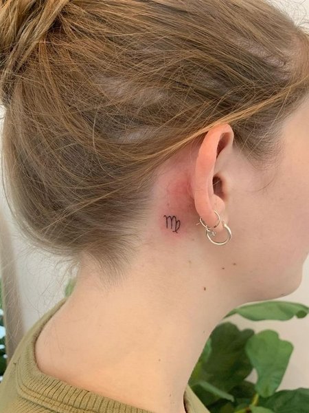 Virgo Behind The Ear Tattoo